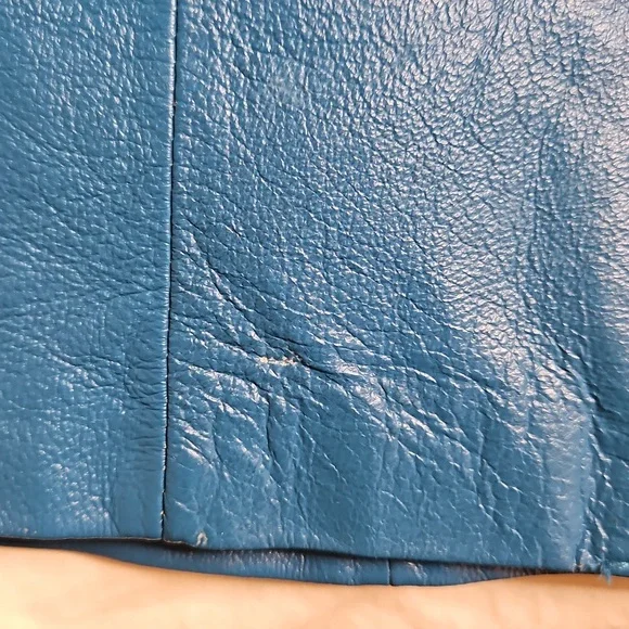 Women's Turquouse Leather Blazer Size 8 - Picture 6 of 6